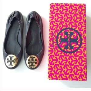 Tory Burch chocolate brown Reva flats. Size 8.